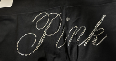 NWT Victoria's Secret PINK Black Bling PINK Logo flare Foldover