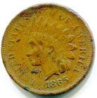 1865 INDIAN HEAD CENT / PENNY  !!  Liberty !! Corroded