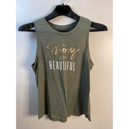 Old Navy Active Girls Large Olive Green Strong Is Beautiful Go-Dry Muscle Tank