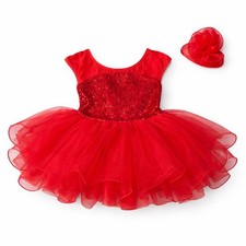 Curtain Call Encore CS Red Sequin Tutu Dance Dress E2117 With Hair Bow