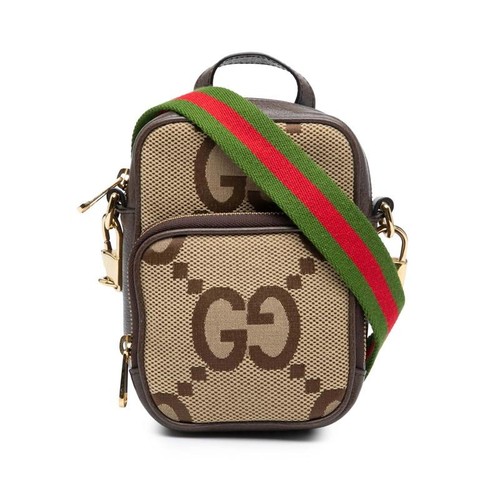 Gucci Jumbo GG Handbag Shoulder Bag 2WAY 696072 Beige Brown Canvas Leather Ladie