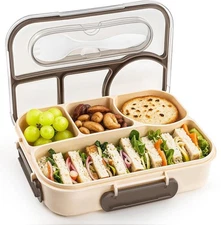 Bento Lunch Box for Adults, 4 Compartments, Microwave & Dishwasher Safe BPA-Free