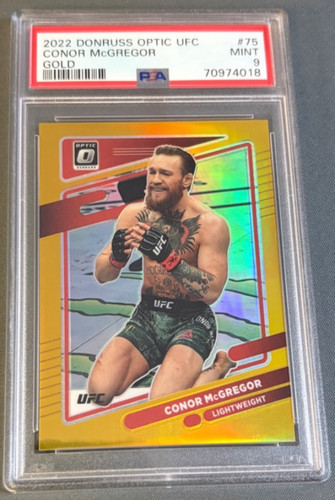 2022 Donruss Optic UFC #75 CONNOR MCGREGOR *Gold Prizm /10 * PSA 9