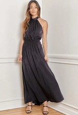 Lulus Exclusive My Dearest Love Black Halter Maxi Dress M Cocktail/Holiday Party