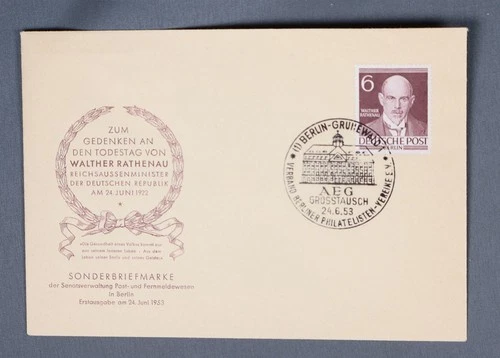 MayfairStamps Germany FDC 1953 Walther Rathenau Statesman First Day Cover aaw_72