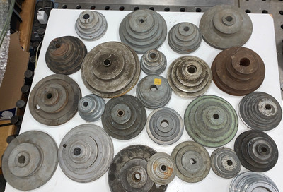 LARGE ASSORTMENT of STEP PULLEYS SOLD INDIVIDUALLY, DRILL PRESS, MILLING MACHINE