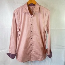 Guess NWT Geo Poplin LS Button Front Dress Shirt Pink Diamond Cotton Size MD