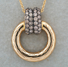 1/2ctw NATURAL CHAMPAGNE Diamond 14K Yellow Gold Pendant 18" Necklace 4.9 grams