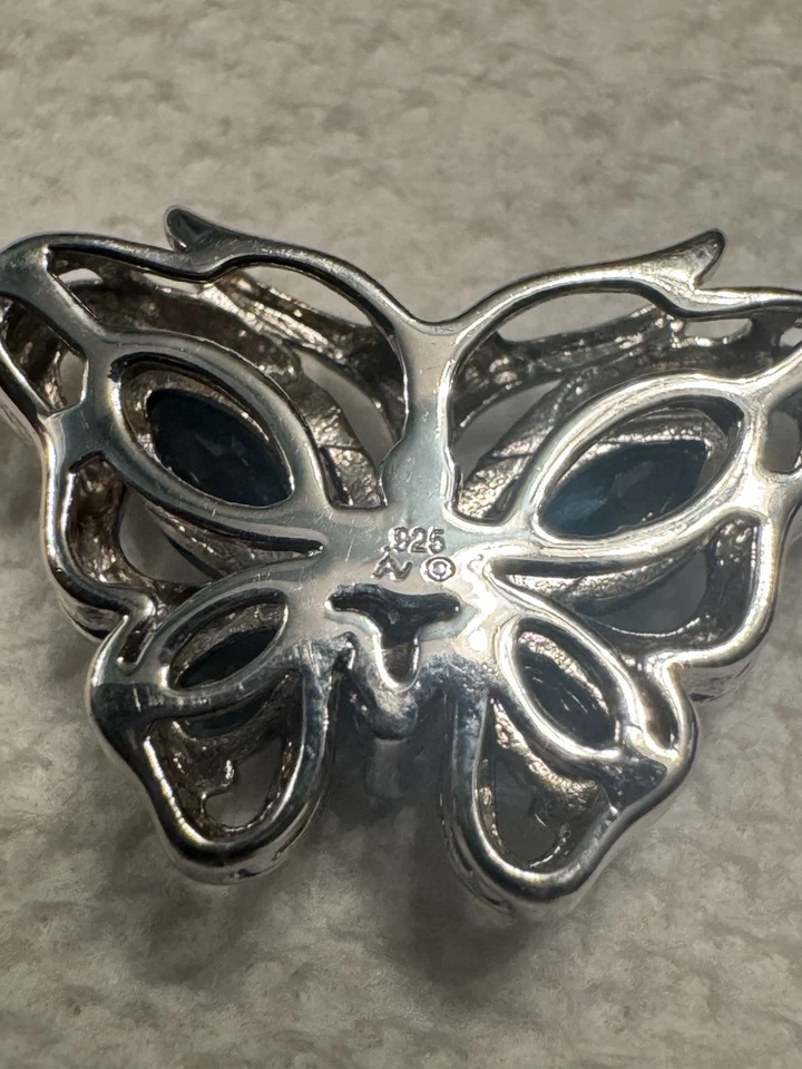 Butterfly sterling Sparkling Blue Topaz ALWAND VAHAN Butterfly Pendant - Image 3 of 3