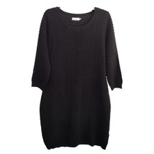 Calvin Klein Black Textured Ribbed Long Sleeve Sheath Sweater Dress Women's XL