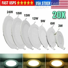 20 PCS - 9W 12W 15W 18W 24W LED Recessed Ceiling Panel Down Lights Lamp Fixtures