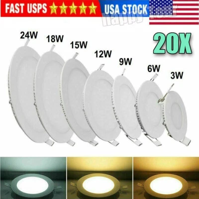 CATINBOW 20 PCS - 9W 12W 15W 18W 24W LED Recessed Ceiling Panel Down Lights Lamp Fixtures