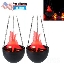 2X LED Hanging Flame Fake Fire Lamp Bowl Light Pot Halloween Prop Decor