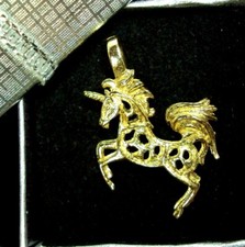 Vtg Estate Jewelry  Goldtone UNICORN Pendant