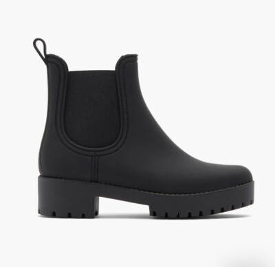 Jeffrey Campbell Black Matte Lug Sole Heel Ankle Rain Chelsea