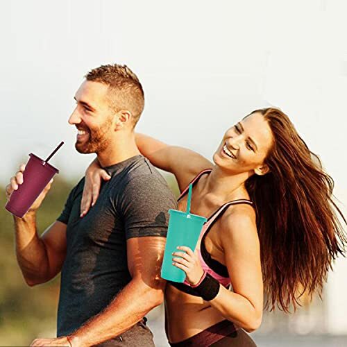 Insulated Tumbler with Straw and Lid - Reusable Travel Mug for Iced Coffee & Water