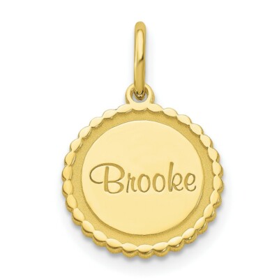 Real 10kt Yellow Gold Scalloped Round Disc with Name Charm
