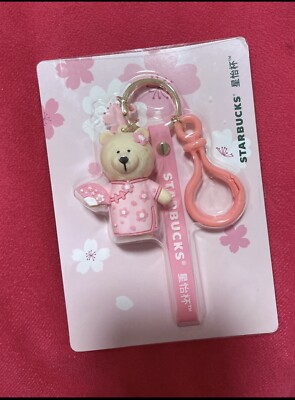 Starbucks 2022 China Pink Sakura Cute Bear Keychain Christmas gift/NEW