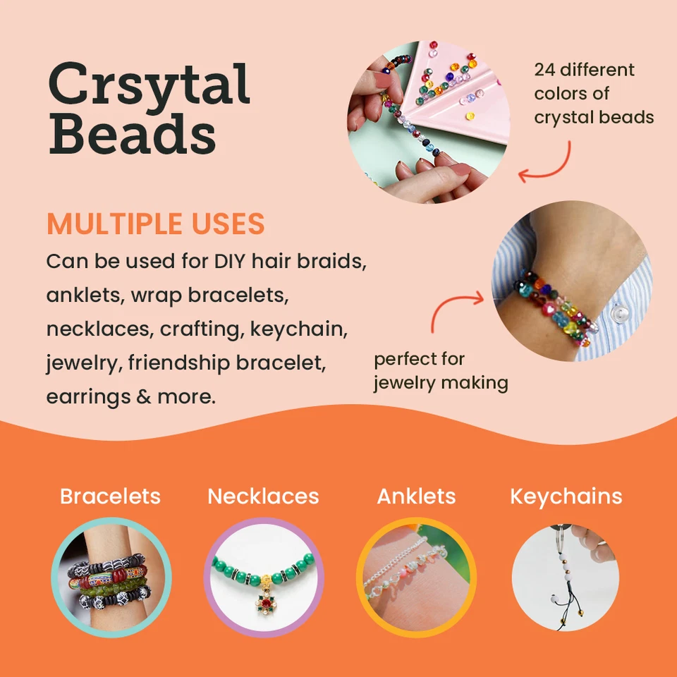 Crystal Glass Beads 24 Colors 1200pcs 6mm for DIY Jewelry Making by Incraftables - Image 4 of 4