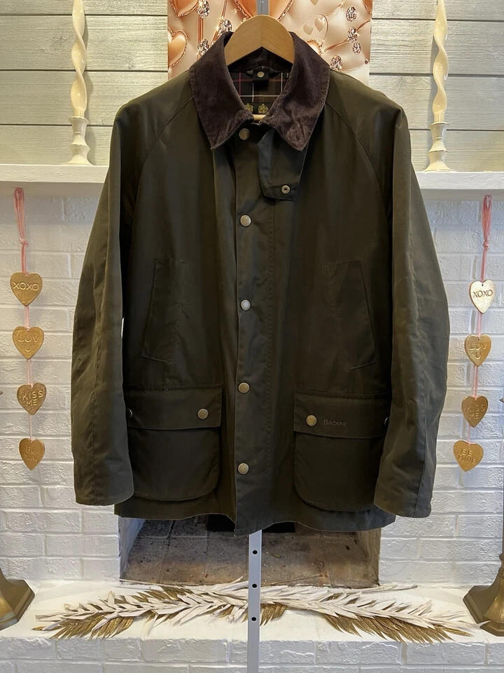 Barbour Ashby Jacket Large Olive with Snap on Hood