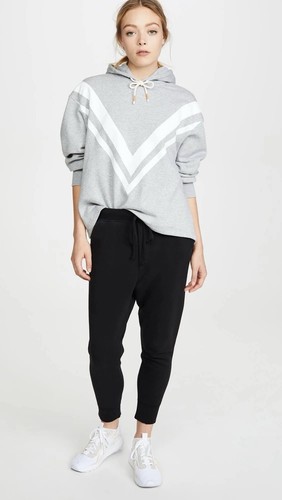 Tory Burch French Terry Chevron Pullover Sudadera con Capucha Para Mujer Talla S Pequeña Gris Claro - Imagen 2 de 15