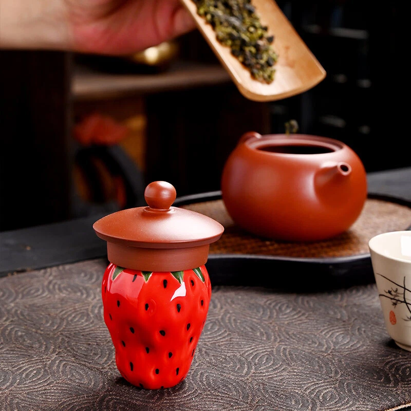 Creative Tea Pet Holder For Lid Of Gaiwan Tea Pot Porcelain Strawberry Design - Image 2 of 4