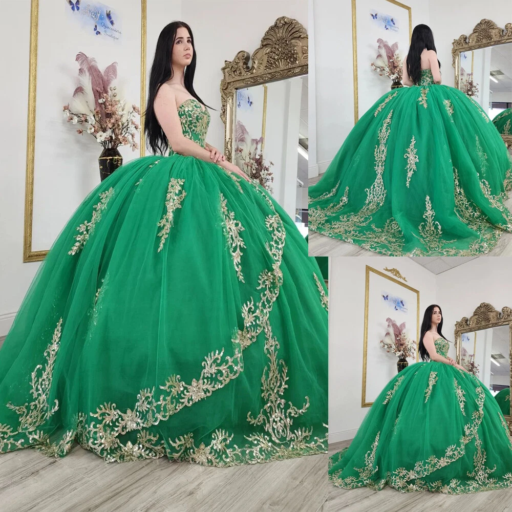 Women's Lace Quinceanera Dresses Ball Gown Sweetheart Quince Dresses with  Sleeves Sweet 15 Dresses