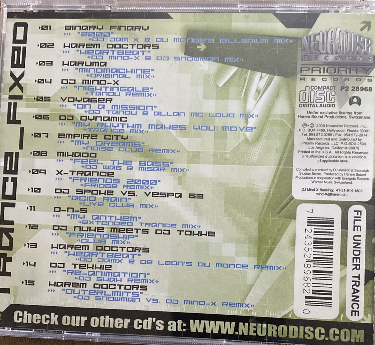Trance Fixed Mix by DJ Mind X Music CD - GREAT CONDITION - RARE