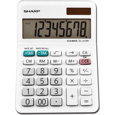 Sharp EL-310WB Mini Desktop Calculator 8-Digit LCD EL310WB