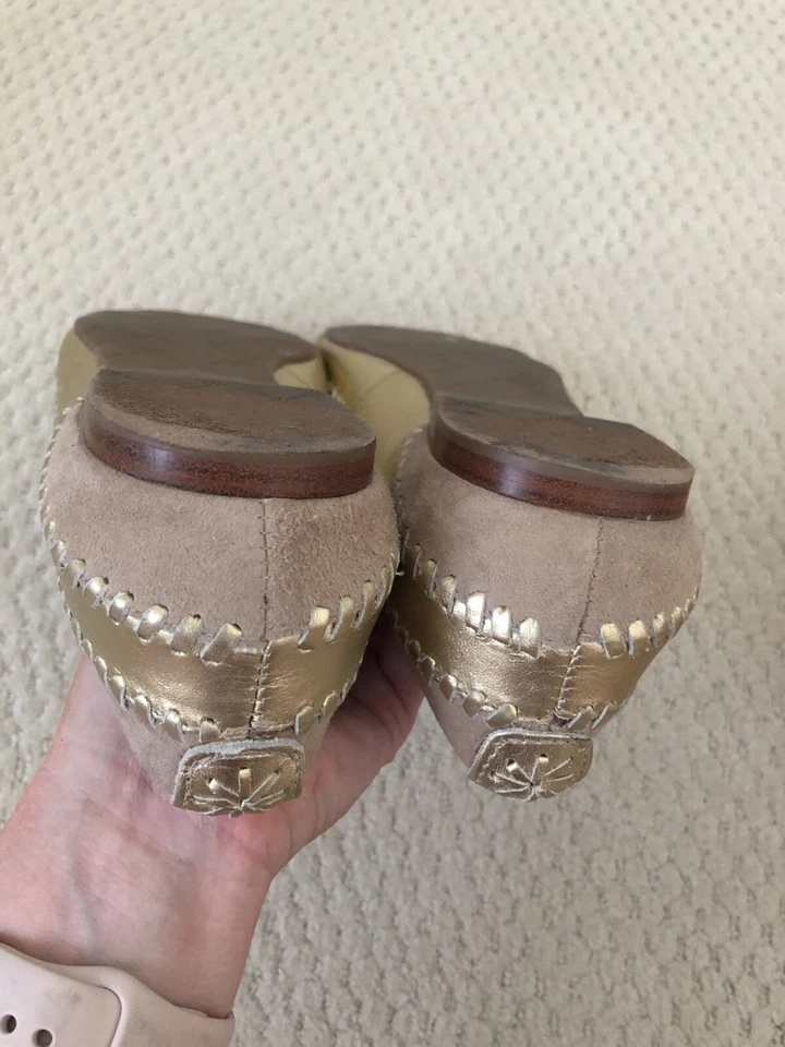 Zapatos planos Jack Rogers talla 9 gamuza dorado beige Foto 3 de 4