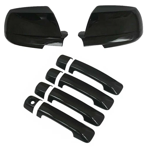 Gloss Black Side Mirror Covers+ 4 Door Handle Covers For Toyota Tundra 2007-2019