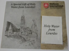 Religious Holy water from Lourdes pouch on card