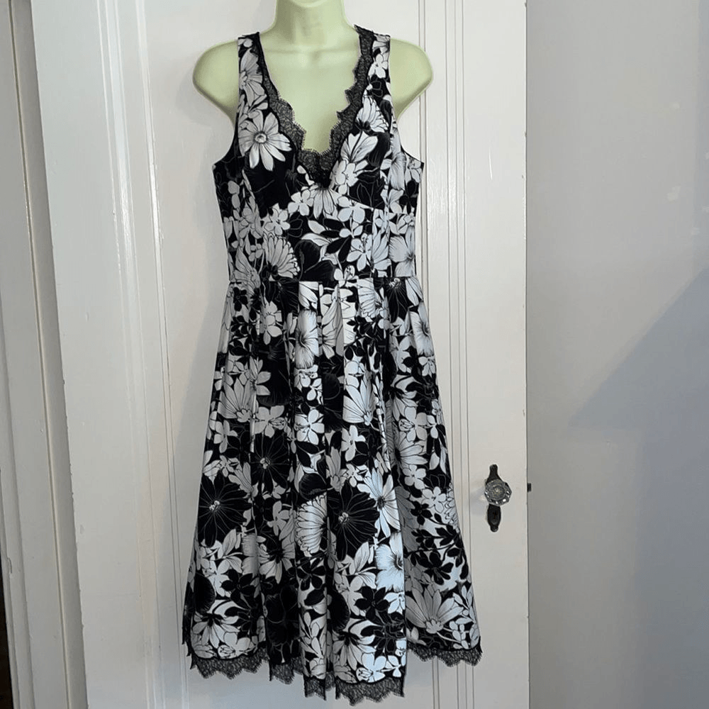 Rickie Freeman for Teri Jon black & white fit & flare summer dress | eBay Rickie Freeman for Teri Jon black & white fit & flare summer dress | eBay