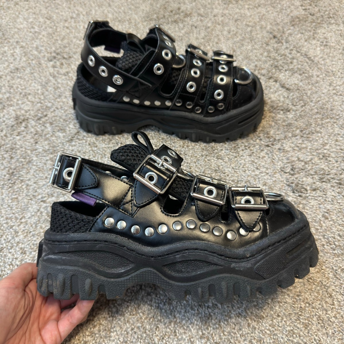 Eytys Athena Sandals 7 37 Black Chunky Platform Studded Eytys Athena Sandals 7 37 Black Chunky Platform Studded