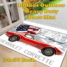 Door Mat Indoor Outdoor Heavy Duty 1970 Corvette Stingray Classic Muscle Car Rug