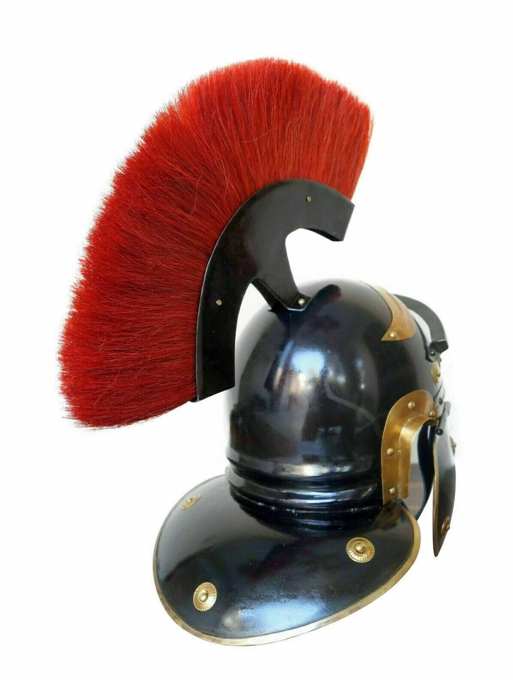 Casco medieval romano negro armadura con pluma roja mejor aspecto de diseñador artículo regalo Foto 4 de 4