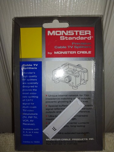 Monster Standard Precision Cable TV Splitter 5-1000MHz 24 Gold Plated New - Picture 3 of 4