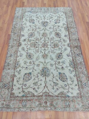 5X8 Antique Oushak Carpet Rug, Garden of Eden Rug Handmade Oriental Kitchen Rug