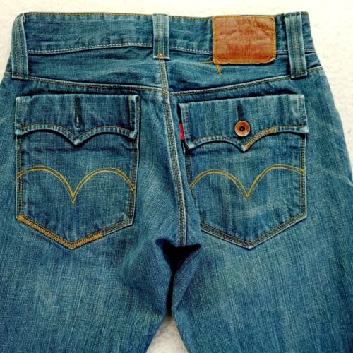 Jeans vintage Levis donna 30x32 blu patta tasca invecchiato dritto Hong Kong denim - Foto 4 di 13