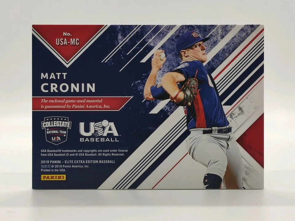 2019 Panini Elite Extra Edition Matt Cronin USA Game Used Jersey 10/99 - Image 3 of 3