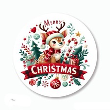 Merry Christmas Labels Reindeer Favors Scrapbook Stickers Envelope Seals