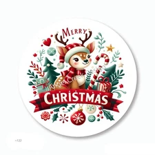 Merry Christmas Labels Reindeer Favors Scrapbook Stickers Envelope Seals