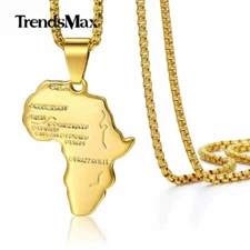 Yellow Gold Plated Africa Continent Map Pendant Necklace Box Chain Jewelry HOT