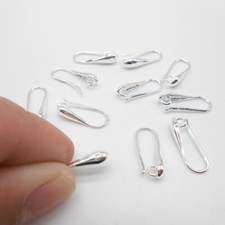 10PCS Making DIY Findings 925 Silver Hook Earring Pinch Smooth Earwires Crystal