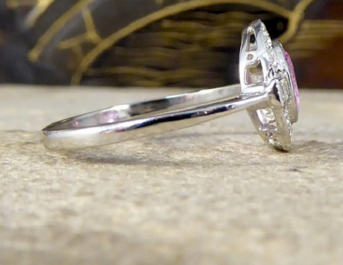 Lab-Created 0.95CT Pink Ruby & Cubic Zirconia Women Cluster Ring In 935 Silver - Bild 3 von 6