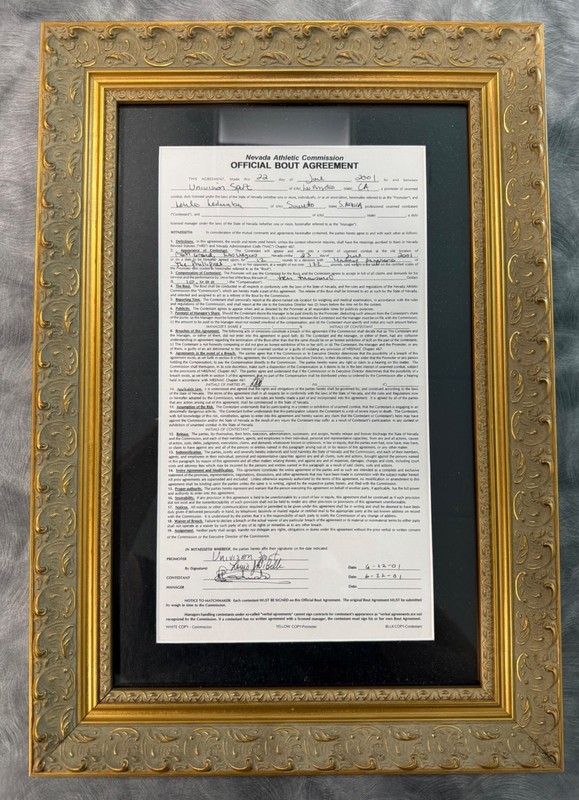 Manny Pacquiao vs Lehlo Ledwaba 2001 Signed Bout Agreement PSA/DNA Framed RARE