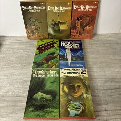 Lot of 7 Vintage Science Fiction Paperback Books Edgar Rice Burroughs