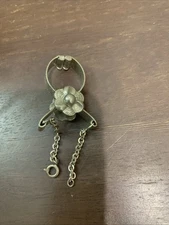 Vintage Silver Tone Scarf Clip With Chain & Clasp