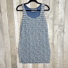 Zara Collection Ruffled Tiered Dress Size M Blue/ White Sleeveless Cottagecore