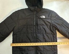 The North Face Boys Reversible Perrito Jacket L 12 Black Hooded Fleece Puffer